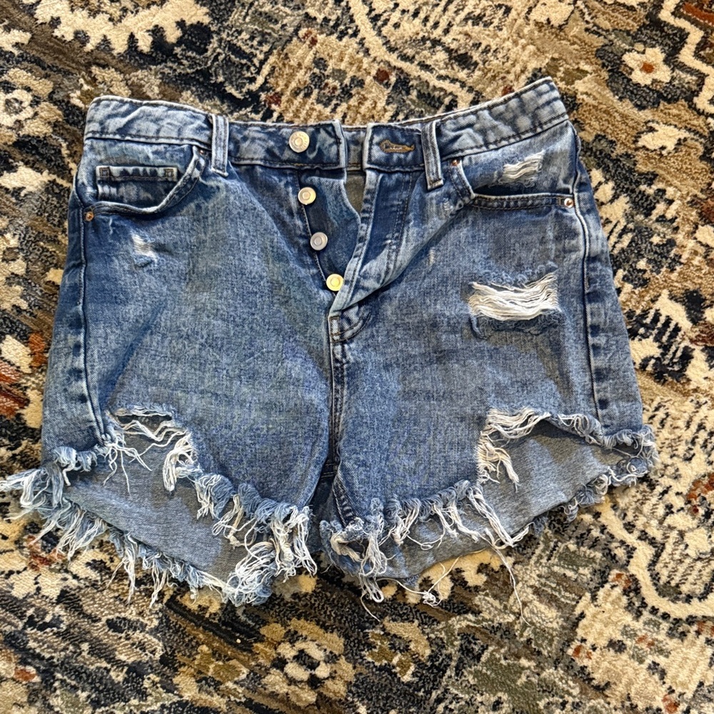 wild fable Distressed High-Rise Denim Shorts - Blue
